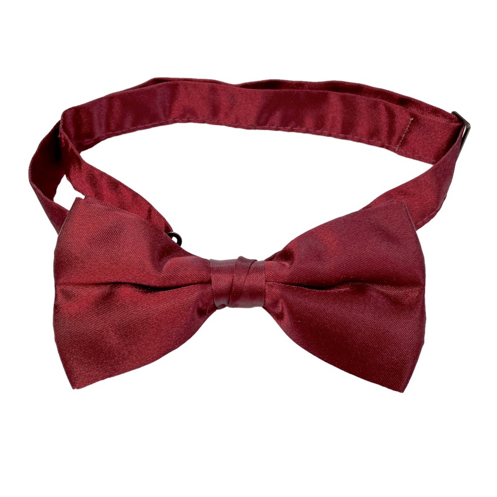 100% Silk Pre-tied Bow Tie Adjustable Burgundy